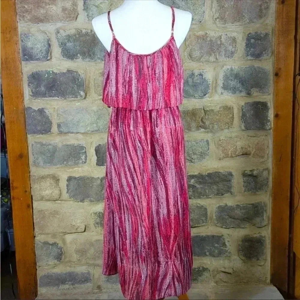 Wayf Raspberry Spaghetti Strap Layered Print Size… - image 5